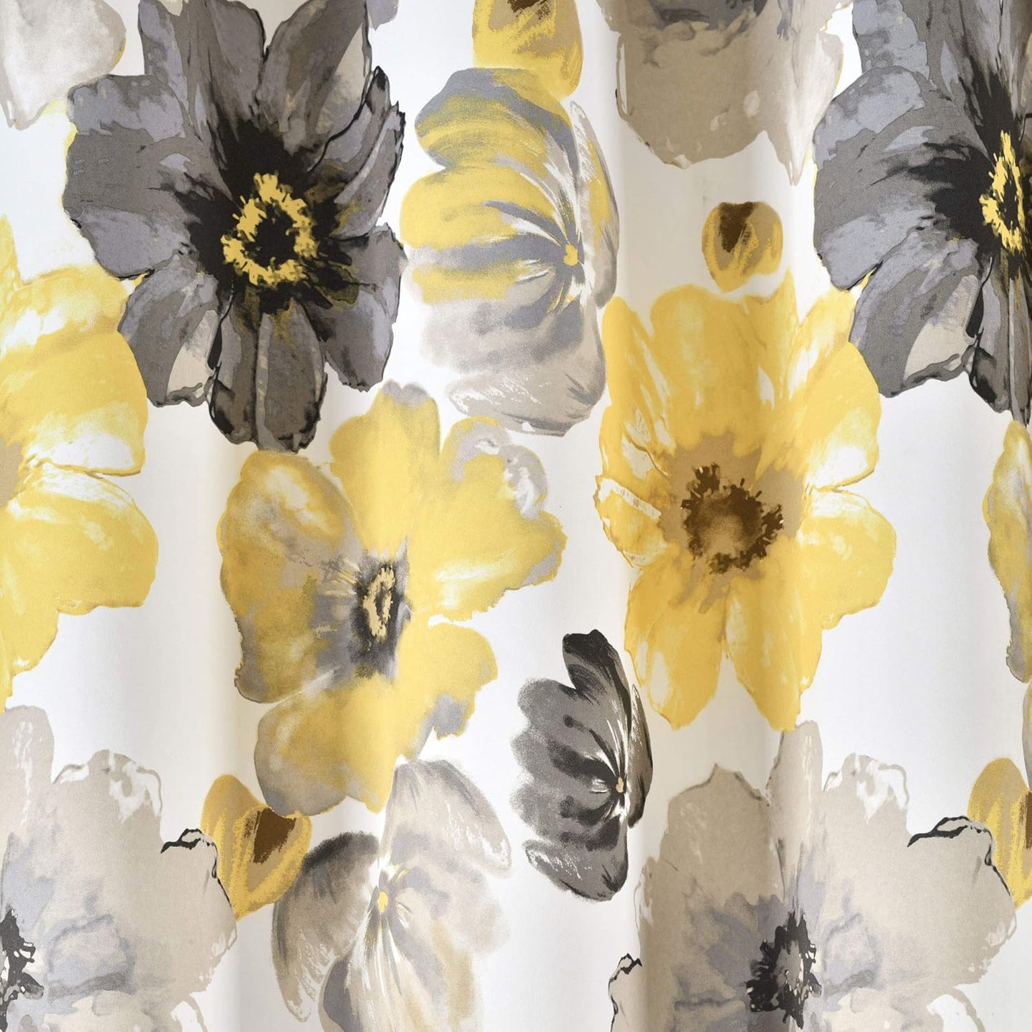 Lush Decor Leah Room Darkening Window Curtain Panel Pair, 84 inch x 52 inch, Yellow/Gray, Set of 2