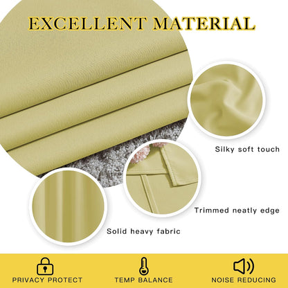 NICETOWN Paler Yellow Blackout Curtains for Bedroom (1 Pair, 52 x 84 inches), Farmhouse Thermal Insulated Room Darkening Drapes for Windows