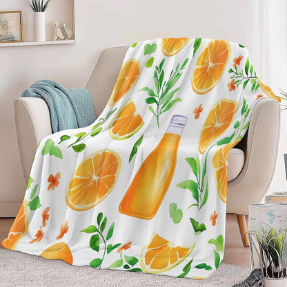Plant-Based Lemon Bottle Super Soft Fluffy Fleece Throw Blanket Non-Shedding, Cozy Blanket for Couch, Sofa or Bed – Ideal for Adults & Kids Room Décor Gift, Yellow-Green, 87" x 94"