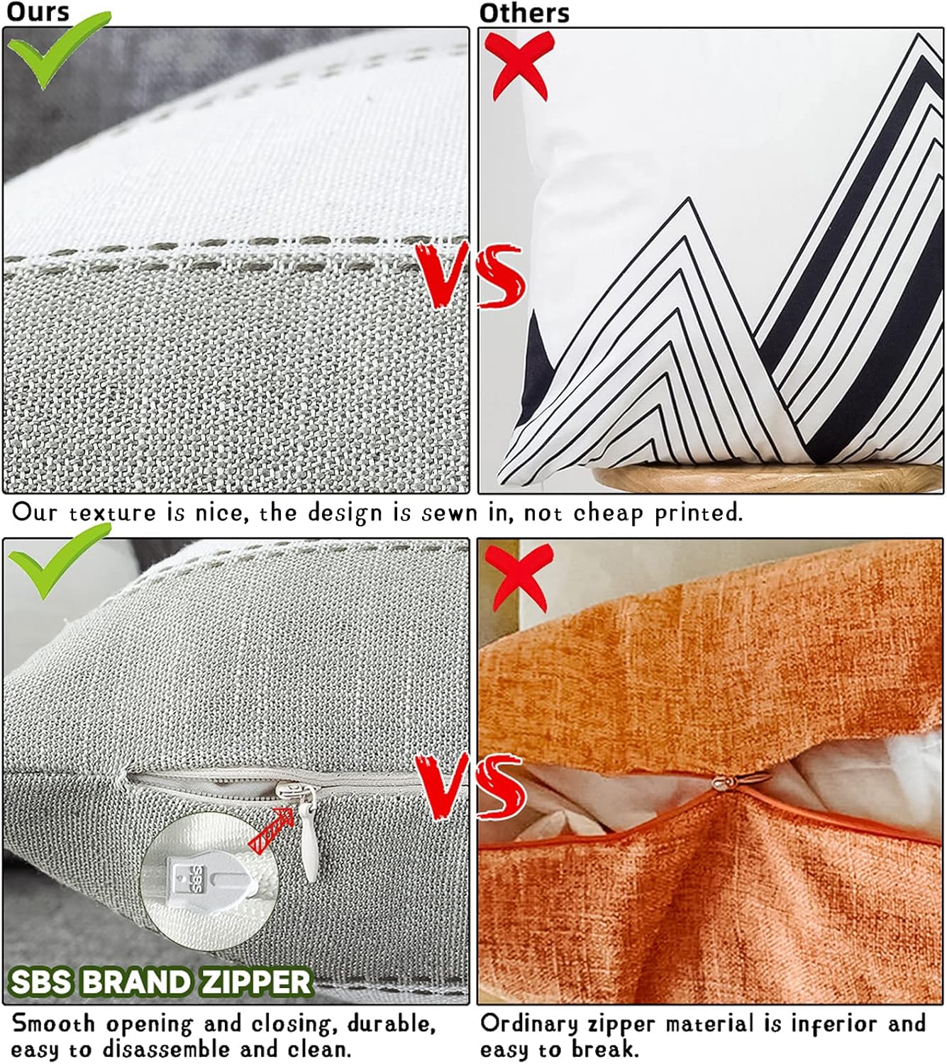 AmHoo Pack of 2 Farmhouse Stripe Check Throw Pillow Covers Set Case Cotton Linen Decorative Pillowcases Cushion Cover for Couch Bench Sofa 18x18Inch Yellow Beige