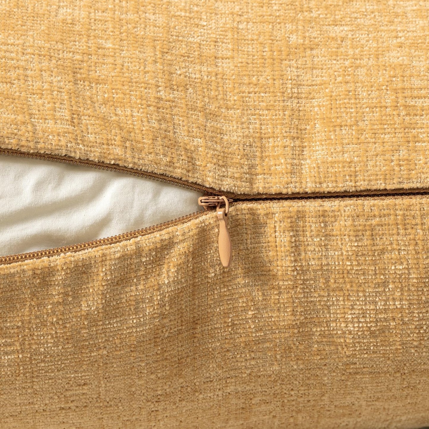 MIULEE Pack of 2 Couch Throw Pillow Covers 18x18 Inch Soft Beige Yellow Chenille Pillow Covers for Sofa Living Room Spring Home Decor Couch Solid Dyed Cases