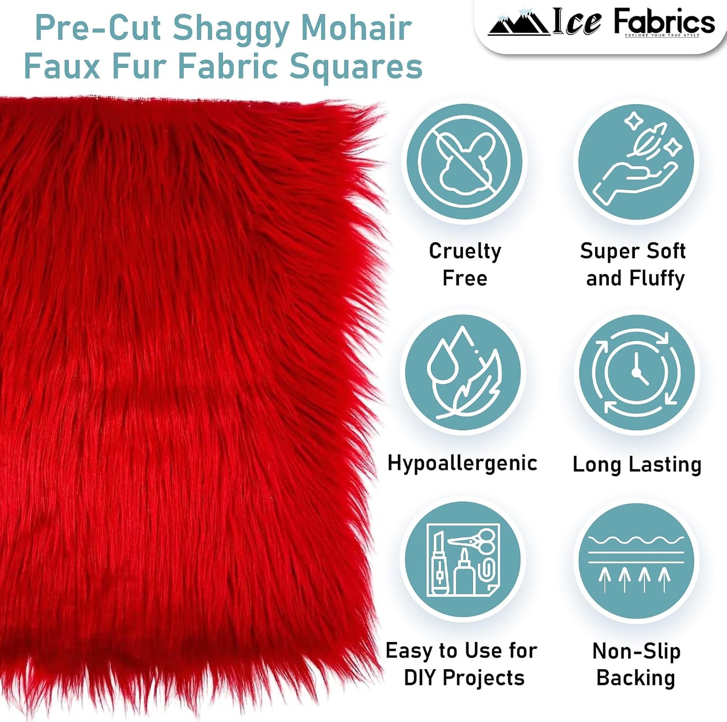 Ice Fabrics Faux Fur Fabric Squares - 10x10 Inches Pre-Cut Craft Fur - Shaggy Mohair Fabric for Costumes, Apparel, Rugs, Pillows, Decorations and More - Yellow - 10"x10"