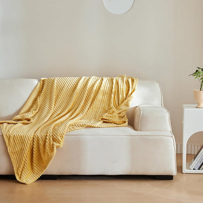 Simple&Opulence Yellow Throw Blanket for Couch-Super Soft Fluffy Blankets for Women 50x70 Inches Cozy Lightweight Fleece Blanket for Home Decor