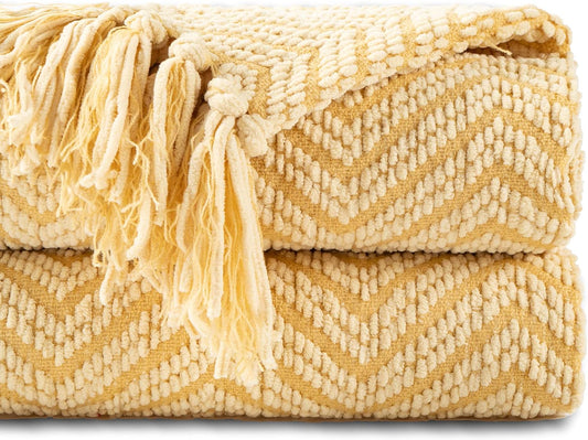 BATTILO HOME Yellow Throw Blanket for Couch, Fall Decor Blankets & Throws, Fall Throw Blanket for Autumn Halloween Decoration, Yellow Throw Blankets for Bed Sofa, 50"x60"