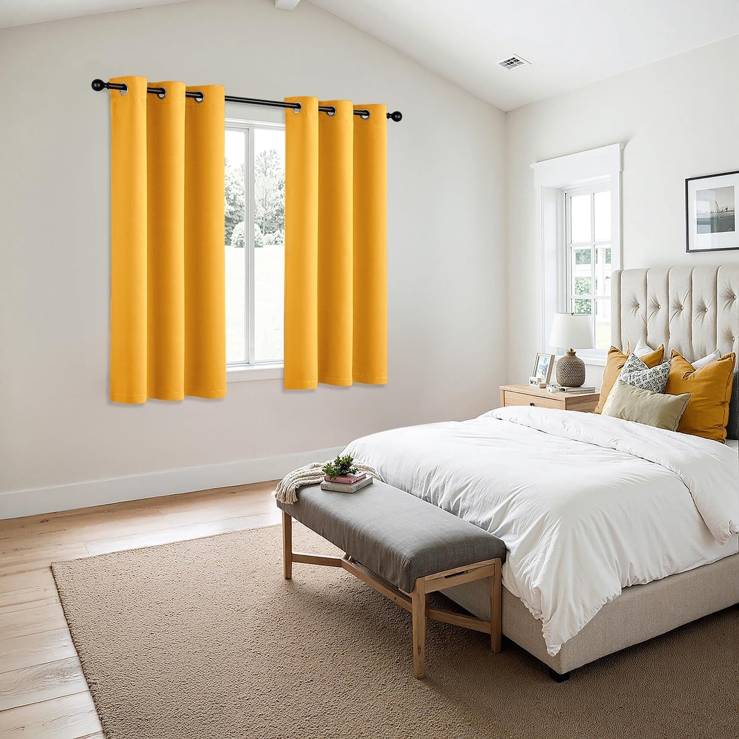 MIULEE Blackout Curtains for Bedroom Living Room 2 Panels, Thermal Insulated Room Darkening Drapes Grommet Noise Reducing Light Blocking Window Treatments 63 Inches Long 40x63 Inch Yellow