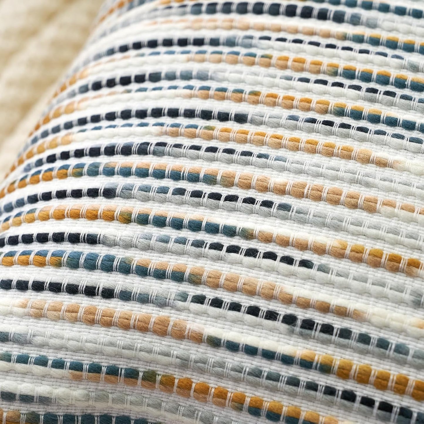 Aeckself Boho Striped Pillow Cover 12x20, Rectangle Decorative Lumbar Throw Pillow Cover Chenille Neutral Pillowcase for Couch Bedroom Living Room, Yellow Gray