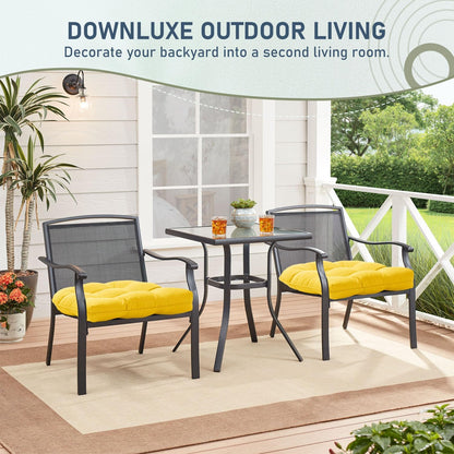 downluxe Outdoor Chair Cushions Set of 2 for Patio Furniture, Water Resistant Tufted Overstuffed Patio Furniture Cushions, Thick Outdoor Seat Cushion, 19" X 19" X 5", Yellow