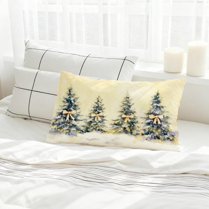 Coquette Yellow Bow Christmas Tree Lumbar Pillow Covers 12x20, Coquette Christmas Decor, Girly Xmas Tree Holiday Decorative Throw Pillow Covers for Living Room Home Bedroom