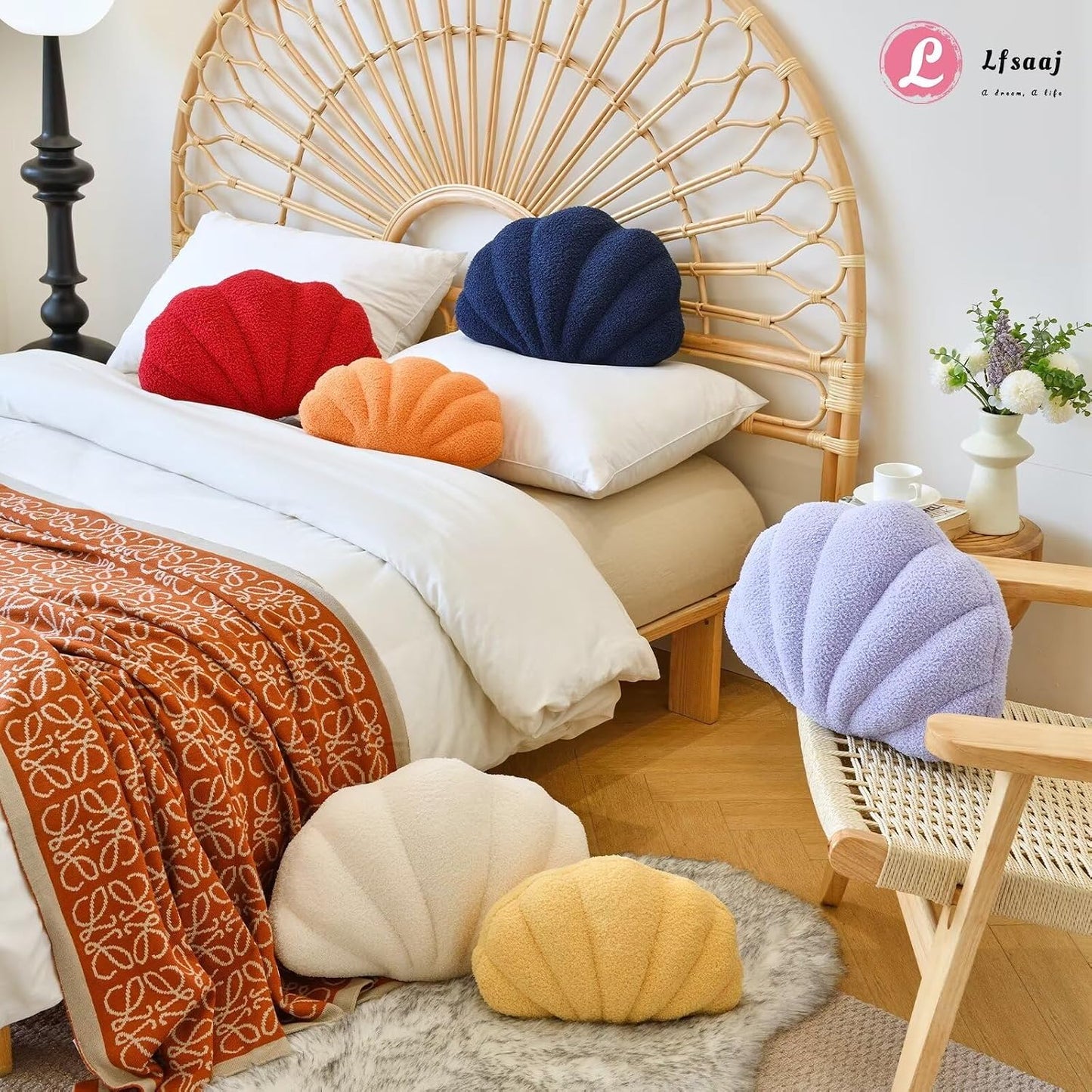 Lfsaaj Yellow Seashell Throw Pillows, Shell Shaped Throw Pillows, 13 Inch Soft Home Decorative Pillow Plush Cushion for Bed Couch Living Sofa Room Decor Accent Throw Pillow