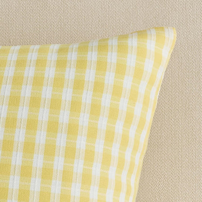 Yellow Gingham Throw Pillow Covers 18 x18 Set of 2, Farmhouse | Summer Outdoor Checkered Plaid Decorative Pillow Cover for Room Patio and Porch