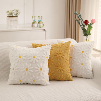 Spring Summer Pillow Covers 18x18 inch Set of 2 Yellow Daisy Flower Outdoor Farmhouse Soft Plush Throw Pillows for Sofa Holiday Spring Summer Home Decor