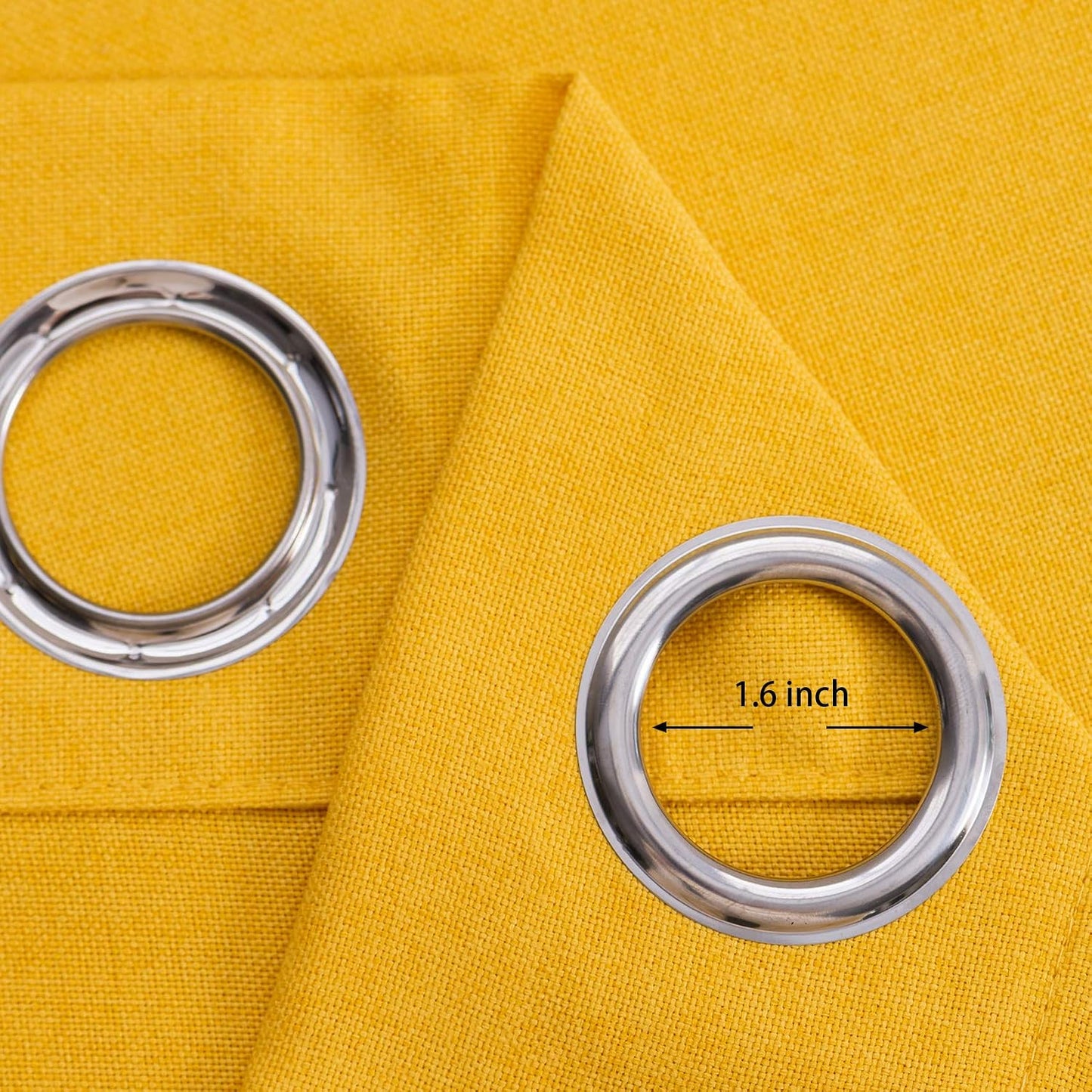 UPOPO Yellow Curtains Kitchen Privacy Semi Sheer Linen Textured 54 inch Length Living Room Bedroom Drapes Basement Window Treatment Curtain 2 Panels Grommet Top