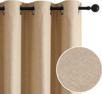 Flyfun Grommet Blackout Curtains for Bedroom and Living Room - 2 Panels Set Thermal Insulated Room Darkening Curtains Light Yellow, 52W x 96L