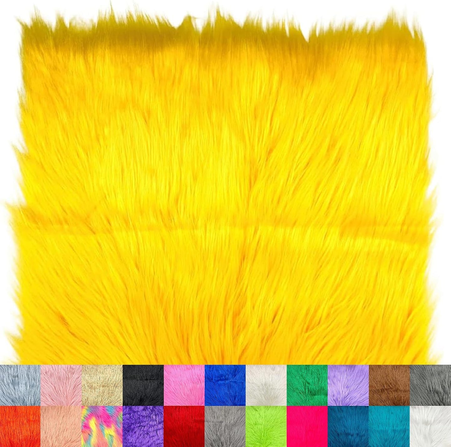 Ice Fabrics Faux Fur Fabric Squares - 10x10 Inches Pre-Cut Craft Fur - Shaggy Mohair Fabric for Costumes, Apparel, Rugs, Pillows, Decorations and More - Yellow - 10"x10"
