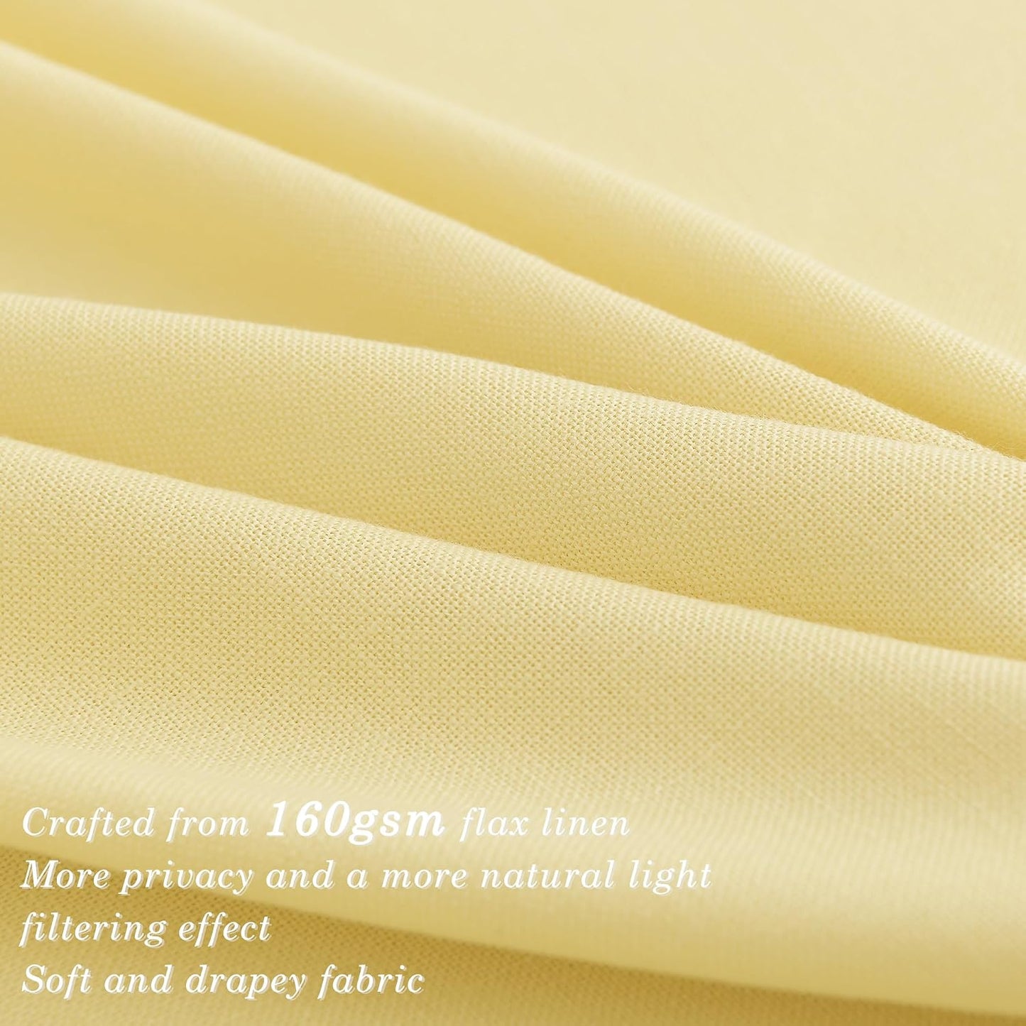 Jowels Yellow Linen Curtains 84 Inch Length 2 Panels for Living Room Bedroom, Light Filtering Sheer Curtains 84 Inches, Elegant Modern Grommet Semi Sheer Soft Privacy Drapes