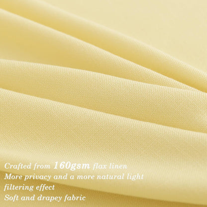 Jowels Yellow Linen Curtains 84 Inch Length 2 Panels for Living Room Bedroom, Light Filtering Sheer Curtains 84 Inches, Elegant Modern Grommet Semi Sheer Soft Privacy Drapes