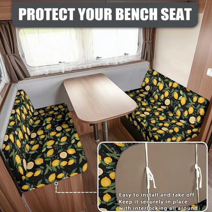 RV Dinette Cushion Covers Lemon Flower Print Stretch Dinette Booth Seats Camper Cushion Slipcover Couch Cover 2 Cushion Slipcovers RV Sofa Cover