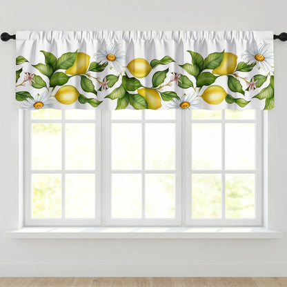 Lemon Valance, 54x18 Inch Lemon Kitchen Curtains for Window, Summer Cafe Kitchen Curtains with Rod Pocket, Lemons Curtains for Kitchen in Linen Fabric for Bedroom Home Decor, Yellow Lemon Design