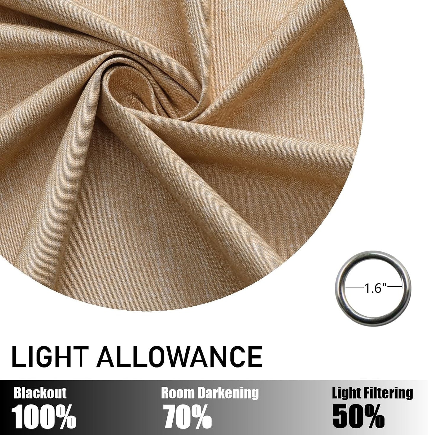 Flyfun Grommet Blackout Curtains for Bedroom and Living Room - 2 Panels Set Thermal Insulated Room Darkening Curtains Light Yellow, 52W x 96L