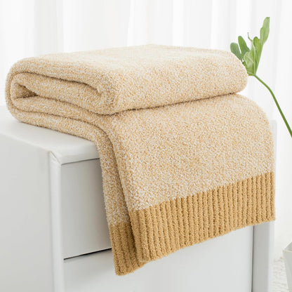 Carriediosa Heather Throw Blanket 50" X 60", 400GSM Ultra Soft Microfiber Fuzzy Fluffy Reversible Knitted Blankets Cozy Plush Lightweight and Warm Fall Throws for Couch, Bed, Sofa, Yolk Yellow