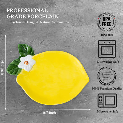 Lemon Spoon Rest For Stove Top -Yellow Single Lemon Ceramic Spoon Holder For Kitchen Counter & Kitchen Decor, Yellow Countertop Organizer For Spoons Or Spatulas, Practical And Artistic (Small)