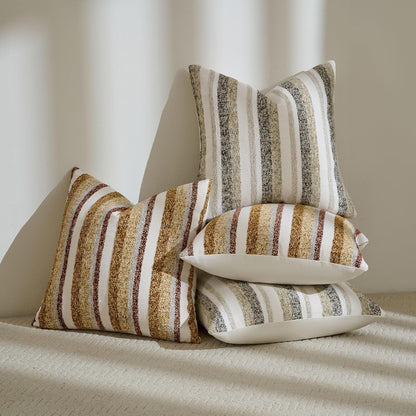 Zealax Modern Farmhouse Decorative Pillow Covers 20x20 Inch Boho Throw Pillows Soft Chenille Couch Cushion Covers, Set of 2 Velvet Striped Accent Pillows Cases for Sofa Bed Living Room, Golden Yellow