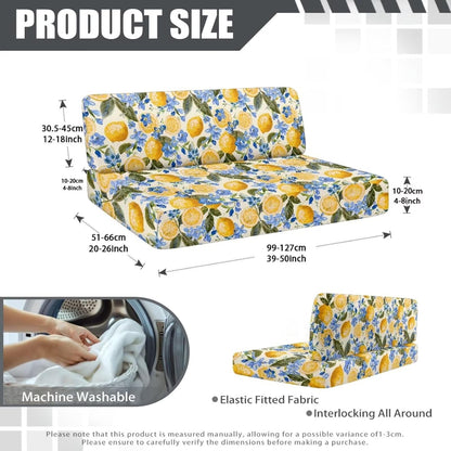 Lemon RV Dinette Cushion Covers, Replacement Camper Cushions Cover, Stretchable Fruit Print RV Dinette Seat Covers, Cushion Slipcovers Yellow