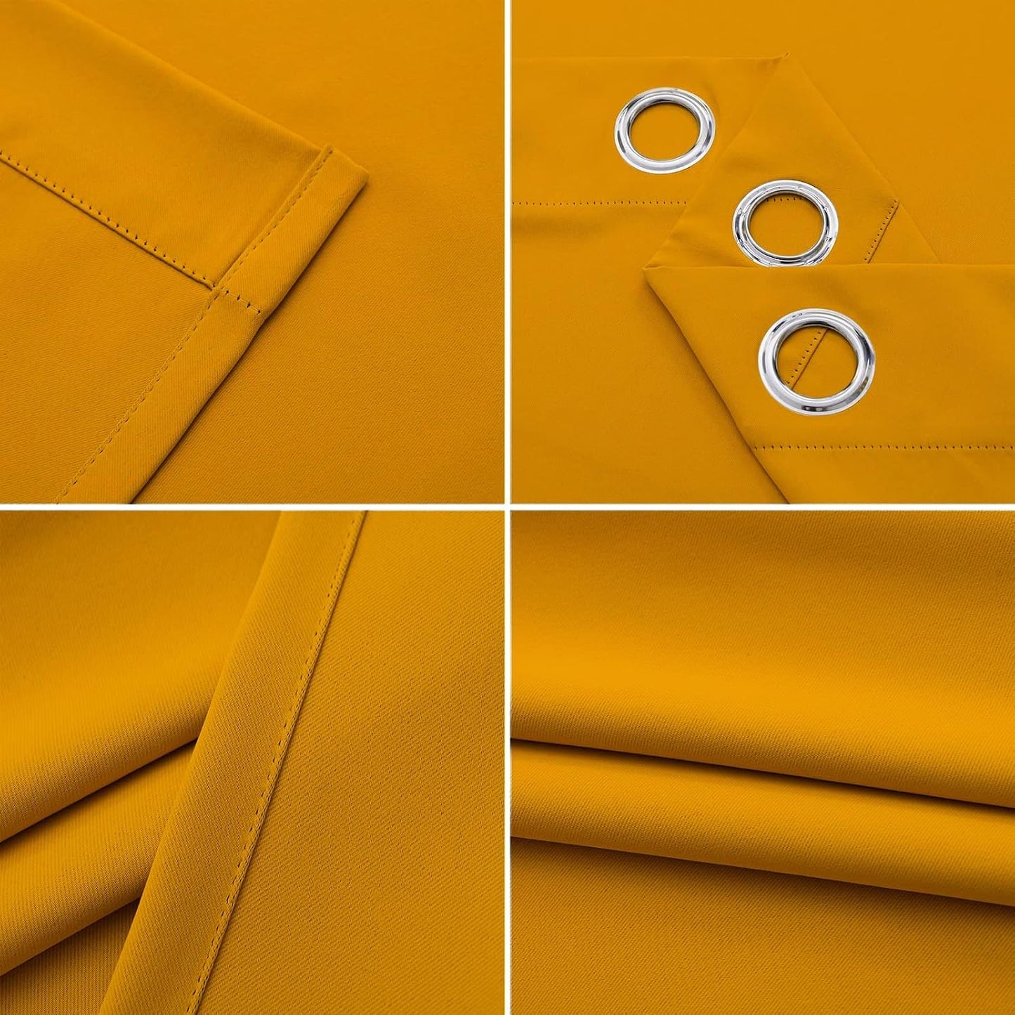 Pickluc Grommet Blackout Curtains 84 Inches Long 2 Panels, Light Blocking Window Drapes for Living Room, Thermal Insulated, Noise Reduction, Mustard Yellow, 52" Wide x 84" Length