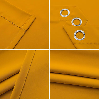 Pickluc Grommet Blackout Curtains 84 Inches Long 2 Panels, Light Blocking Window Drapes for Living Room, Thermal Insulated, Noise Reduction, Mustard Yellow, 52" Wide x 84" Length