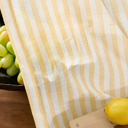 Vangao Linen Striped Curtains for Living Room Bedroom Farmhouse Tickingstripe Light Filtering Window Curtains Printed Drapes Grommet Top 2 Panels Mustard Yellow on Off White W50 x L84 Inch