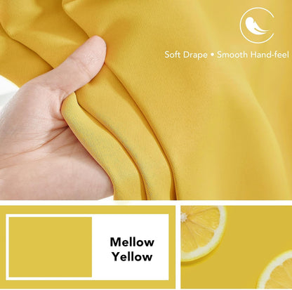 Deconovo Back Tab and Rod Pocket Blackout Curtains for Living Room - 42Wx84L Inch, Mellow Yellow, 2 Panels, Thermal Insulated Light Blocking Curtains