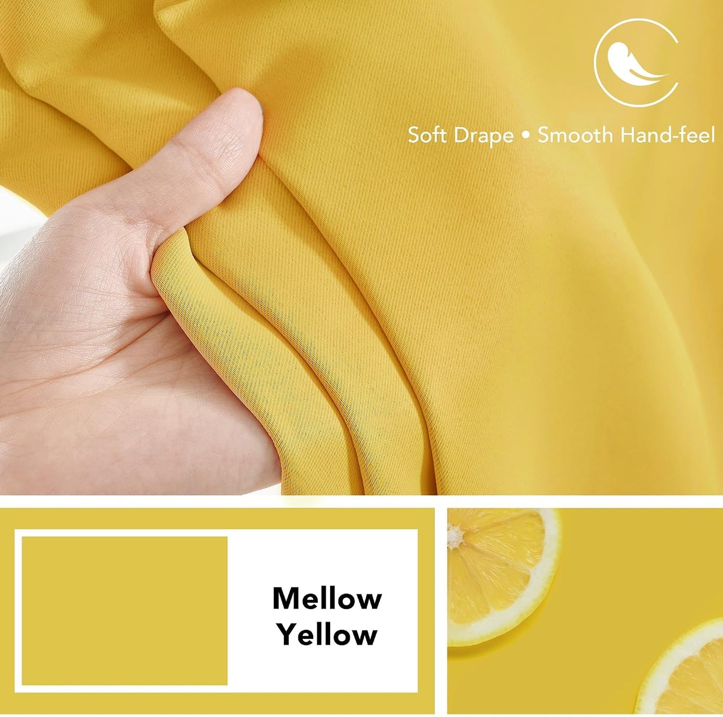 Deconovo Blackout Curtain Panels for Kids Bedroom Room Darkening Back Tab and Rod Pocket Curtains 42Wx72L Inch Mellow Yellow 2 Panels