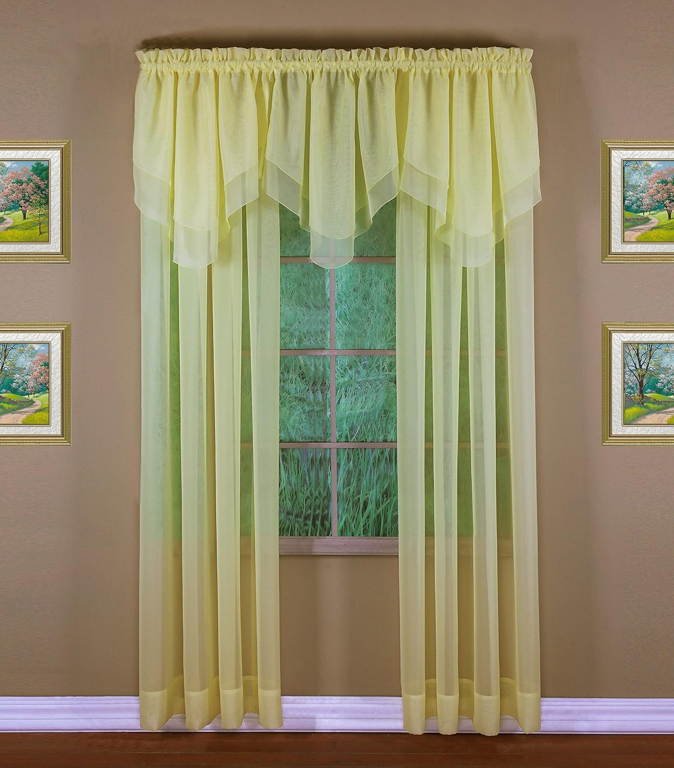 Today's Curtain Emelia Original Voile Ascot 25", Yellow, 40" W x 25" L