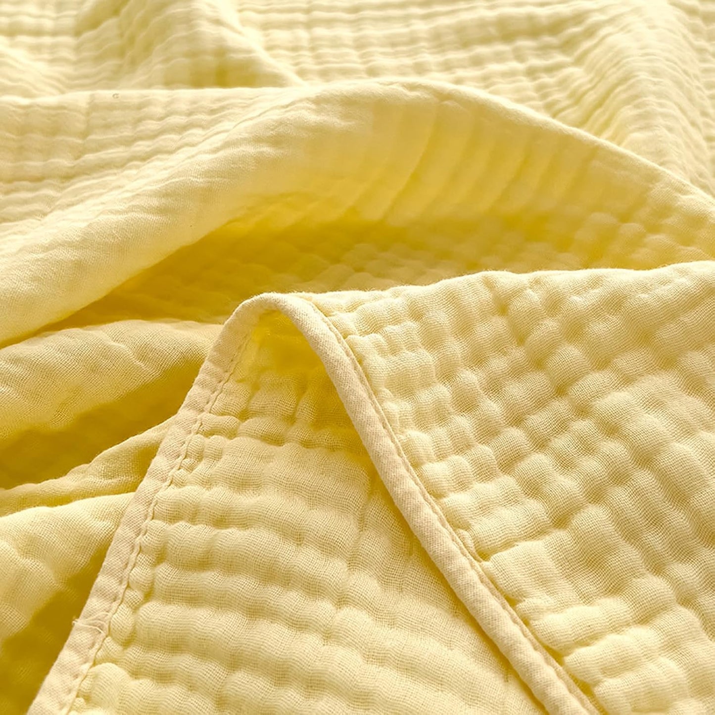 LGYKUMEG Cotton Throw Blanket 100% Muslin Blanket for Couch Breathable Gauze All Season Soft and Lightweight,Yellow,42x42 inch