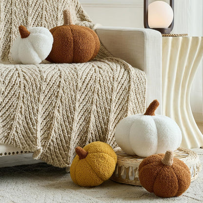 Pumpkin Pillows, Decorative Throw Pillows for Couch Bed, Fall Pillow Home Decor for Bedroom Living Room, Halloween Fall Room Décor (Yellow, 8.6 Inches)