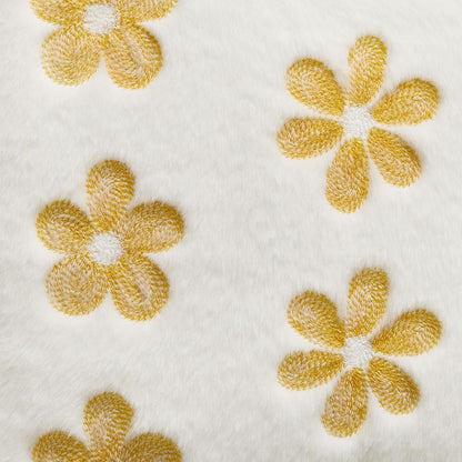 DFXSZ Spring Summer Pillow Covers 20x20 inch Set of 2 Farmhouse Decor Yellow Embroidery Daisy White Soft Plush Faux Fur Jacquard Throw Pillows for Sofa Holiday Spring Home Decor PTK081A20