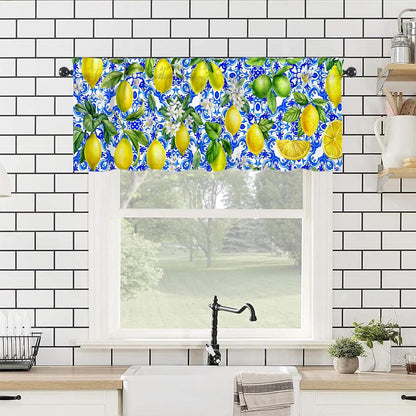 Lemon Valances 54" W x 18" L - Lemon Kitchen Curtains Valance for Windows Rod Pocket Kitchen Decor Decorations