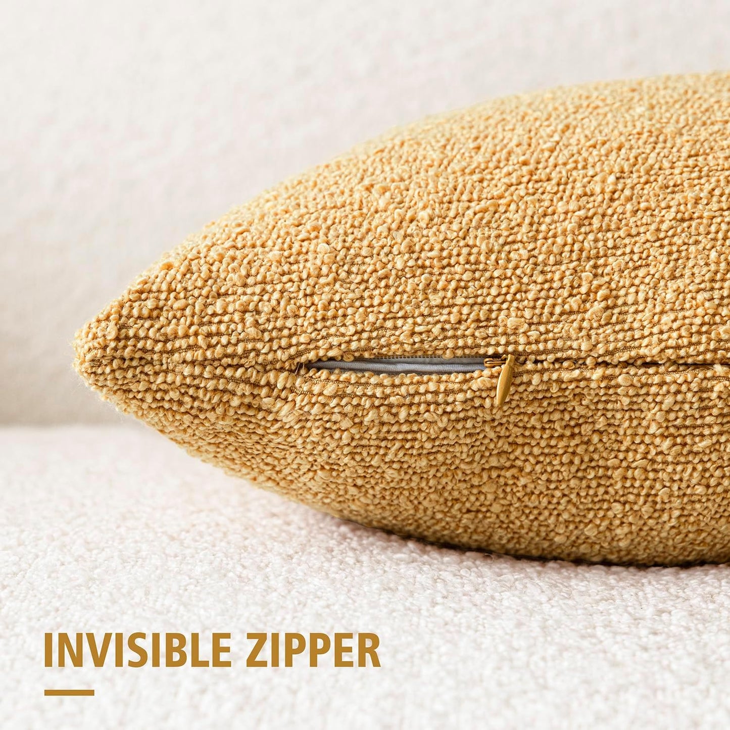 Foindtower Pack of 2 Textured Boucle Throw Pillow Covers Accent Solid Decorative Lumbar Pillow Cases Cozy Couch Cushion Case for Chair Sofa Bedroom Living Room Home Decor 12x20 Inch Light Yellow