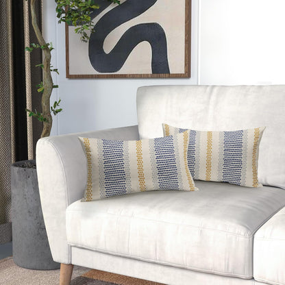 Blue Yellow Pillow Covers 12x20 Set of 2 Gray Grey Dot Print Striped Rectangle Decorative Outdoor Pillowcases Boho Rustic Farmhouse Decorative Throw Cushion Case Decor for Couch Sofa Bed