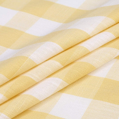 Gingham Buffalo Check Autumn Yellow Cafe Kitchen Curtain Valances, Plaid Design Thick Yarn Dyed Fabric Rod Pocket Valance Curtains for Bathroom, Living Room, 55" x 15", Yellow/White