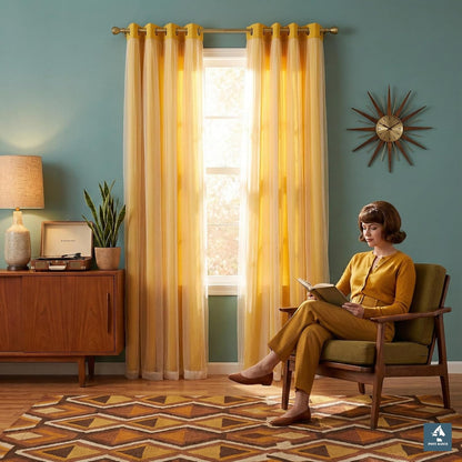 PONY DANCE Lemon Yellow Blakcout Curtains with White Sheer Overlay for Bedroom, Double Layer Grommet Drapes 84 Inches Long for Nursery/Living Room, 2 Panels Set with 4 Tiebacks, 52" W x 84" L