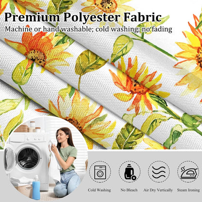 No Hook Shower Curtain with Snap in Liner Set Rustic Vintage Sunflower Bath Curtain Double Layers Waterproof Washable Fabric with See Through Mesh Top Window for Bathroom Hotel 71x74 Inch