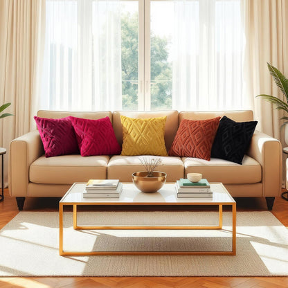 decorUhome Fall Couch Throw Pillow Covers 18x18 Set of 2, Decorative Soft Plush Faux Fur Wool Accent Pillow Covers for Modern Farmhouse Bed Sofa Living Room, Mustard Yellow