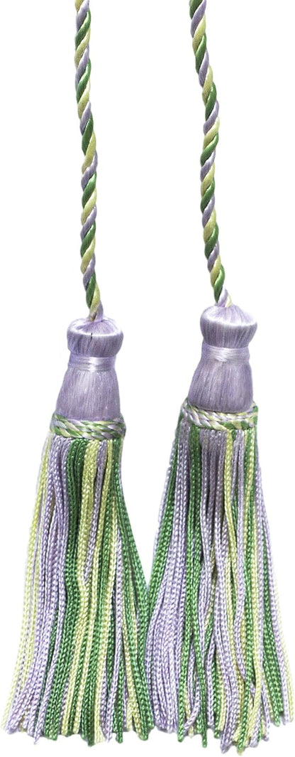 DÉCOPRO Decorative Handcrafted Double Tassel Curtain and Drapery Tieback Holdback 4" Tassel 29" Spread (73.5cm) # CDCT Lily Pond #9403 (Lavender Purple Yellow Green Light Green) Individually Sold