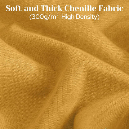 HOMEIDEAS 100% Chenille Blackout Curtains for Bedroom Yellow Curtains 63 Inch Length 2 Panels for Living Room Thermal Insulated Rod Pocket & Back Tabs Window Drapes, W52 x L63