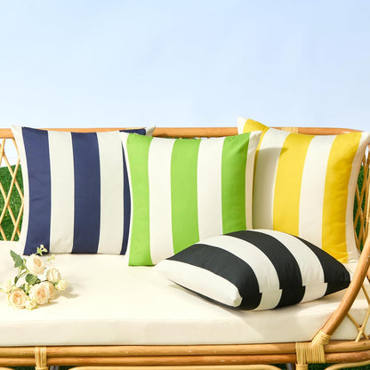 Allorry Outdoor Pillow Covers 16x16 Set of 2 Yellow Striped Decoration Throw Pillow Covers for Spring Summer Outdoor Waterproof Garden Patio Furniture Sofa Bed Home Decor JB007-F16