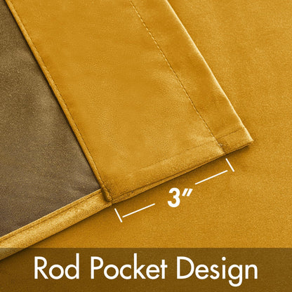 MIULEE Mustard Yellow Velvet Curtains 90 Inch Long Luxury Super Soft Thermal Insulated Blackout Curtains Room Darkening Drapes Rod Pocket Design for Bedroom Living Room Set of 2 Panels, W40 x L90 Inch
