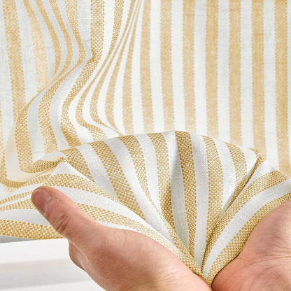 jinchan Striped Linen Kitchen Curtains 36 Inches Tier Curtains Farmhouse Modern Cafe Style Small Window Treatments Airy Light Filtering Rod Pocket for Living Room Bathroom 2 Panels Mustard Yellow