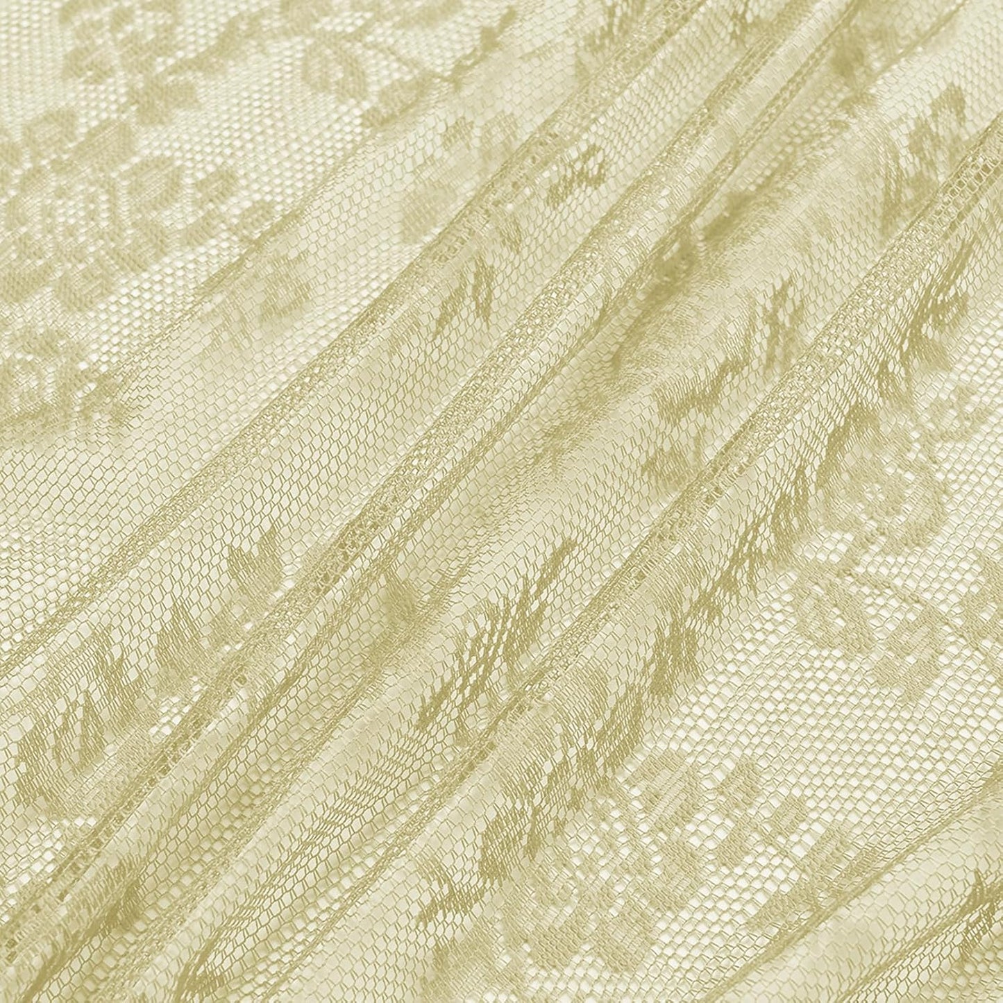 ENJOYBRIDAL Yellow Curtains 84 Inches Long Scalloped Living Room Drapes Sheer Lace Floor Length Rod Pocket Window Curtains 2 Panel Sets Boho Bedroom French Country Floral Window Treatments