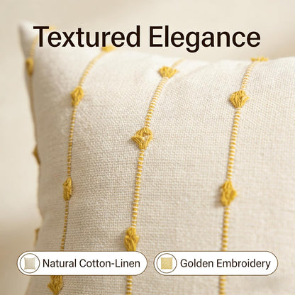 JMGBird Rectangle Throw Pillow Inserts Decorative Pillows, Inserts & Covers | 12x20 Inch Decorative Throw Pillows Set of 2, Yellow Flower Stripes - Lumbar Pillows with Inserts for Indoor Home Decor